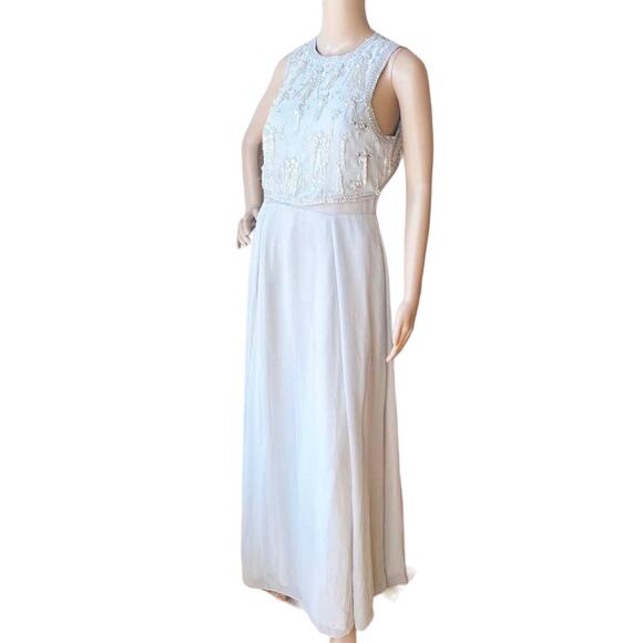 New ASOS Gray Layered Embellished Sleeveless Layered Keyhole A-Line Prom Dress 8 - Picture 3 of 7